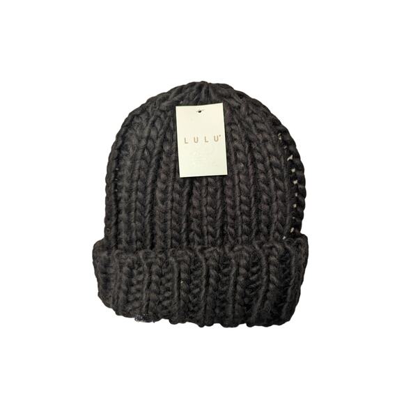 Lulu Black Chunky Knit Beanie NWT - Picture 3 of 6